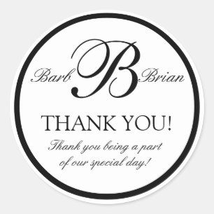 Black White Monogram B Wedding Favour Stickers