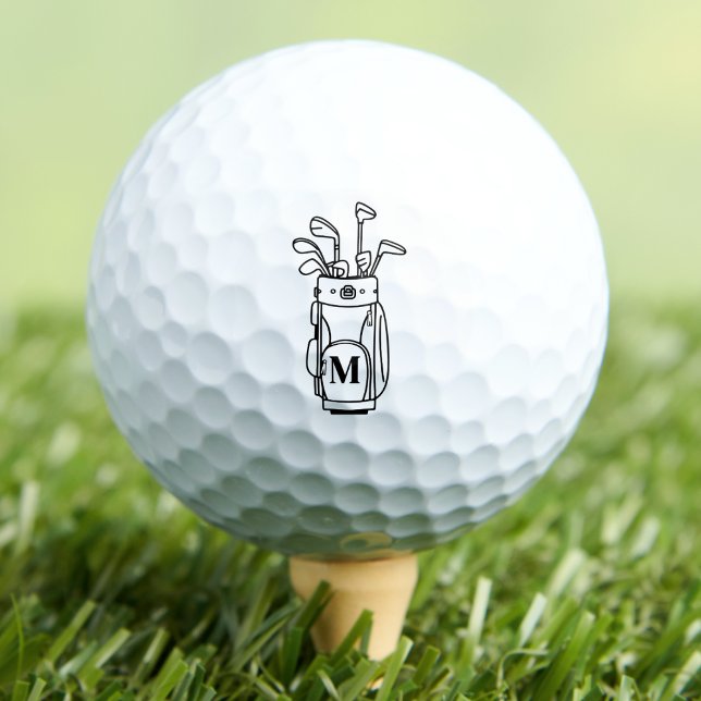 Black White Monogram Golf Balls (Monogram Golf Bag Golf Balls)