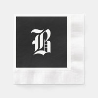 Black & White Monogram Initial B,