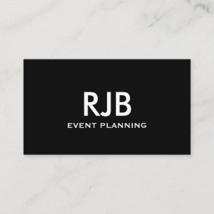 Black White Monogram Initial Custom Name Simple Business Card