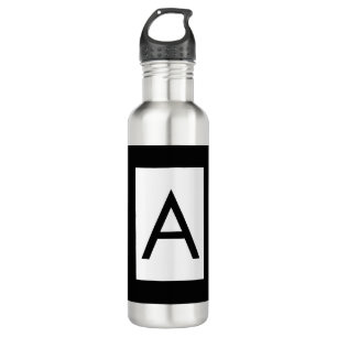 Black White Monogram Initial Letter Modern Plain 710 Ml Water Bottle