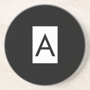 Black White Monogram Initial Letter Modern Plain Coaster