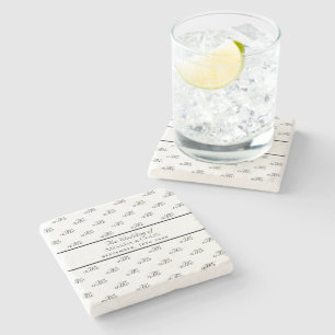 Black white monogram initial wedding Save the Date Stone Coaster