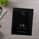Black white monogram initials business 2025 planner<br><div class="desc">Black background and white text. Personalize and add your logo,  monogram initials,  name and a title year (any year). Your logo both on the front and the back.  Space for your website address on the  back.</div>