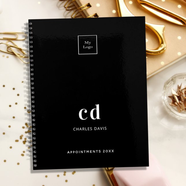 Black white monogram initials business logo 2022 planner (Creator Uploaded)