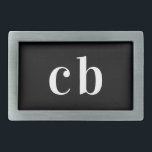 Black white monogram initials elegant modern belt buckle<br><div class="desc">A classic black background and white text. Personalize and add your monogram initials.</div>