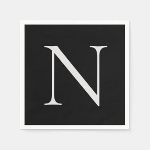 Black White Monogram Initials Name Customized  Napkin