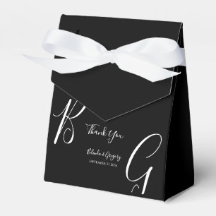 Black & White Monogram Initials Wedding Favor Box