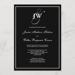 Black & White Monogram Invitation