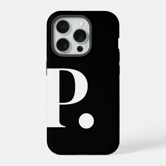 Black White Monogram Letter Basic Colour Minimalis iPhone Case (Back)