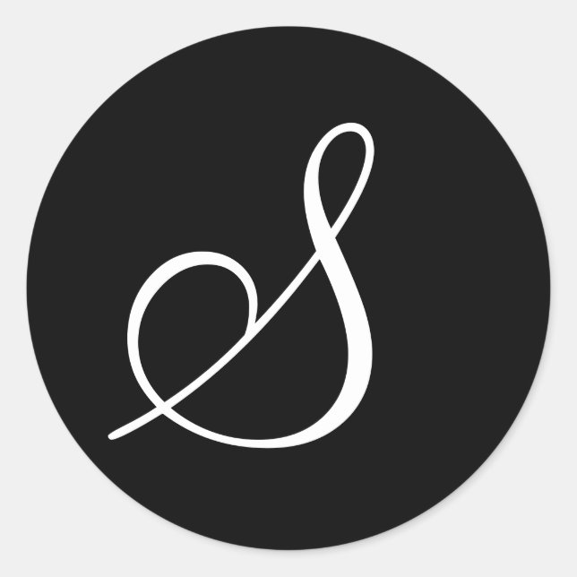 Black White Monogram Letter Wedding Seals (Front)