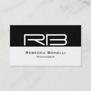 Black White Monogram Manager Business Card