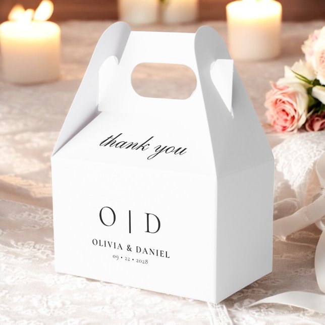 Black White Monogram Minimalist Modern Wedding Favor Box (Creator Uploaded)