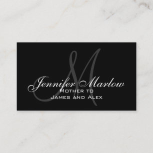 Black White Monogram Mommy Calling Card