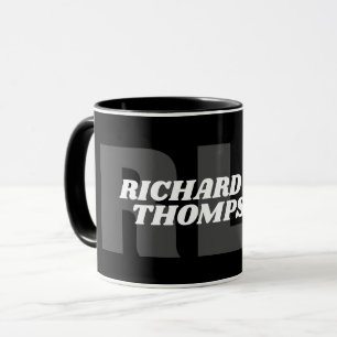 Black & White monogram mug ( name + initials )