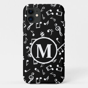 Black & White Monogram Music Note iPhone 11 Case