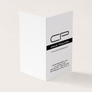 Black White Monogram Name Address Details Business Card