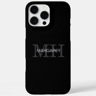 black & white monogram name initials  iPhone 16 pro max case
