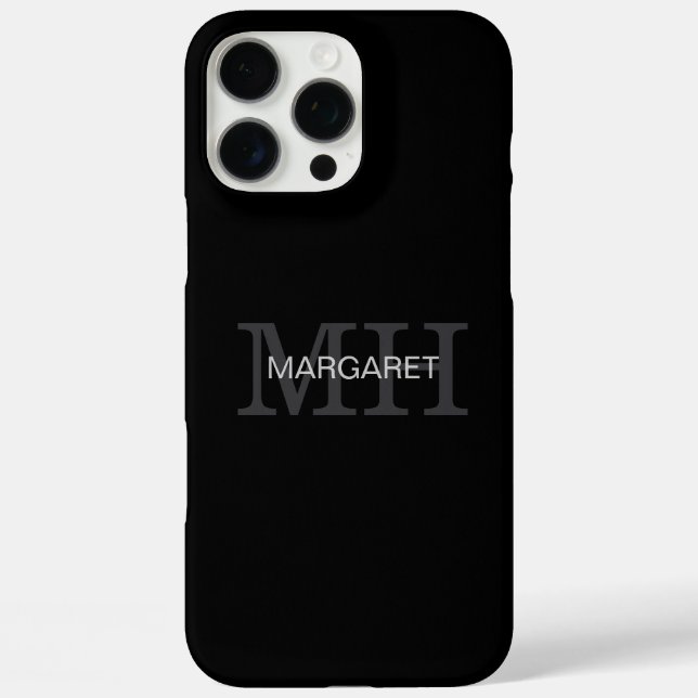 black & white monogram name initials  Case-Mate iPhone case (Back)