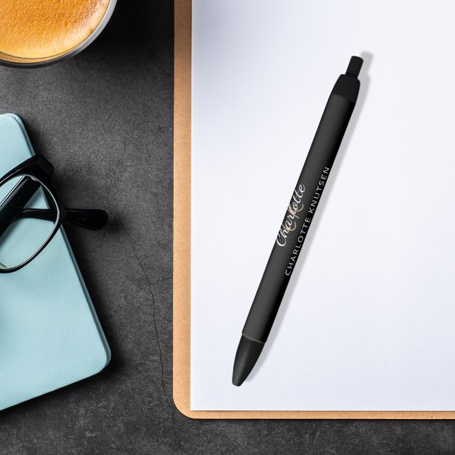 Black white monogram name script ink pen (Creator Uploaded)