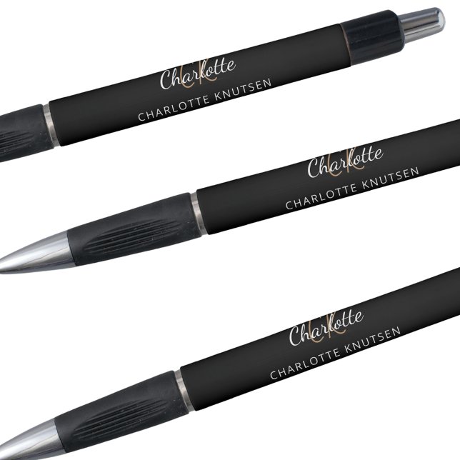 Black white monogram name script pen (Creator Uploaded)