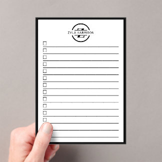 Black White Monogram Name To Do List Dry Erase Acrylic Invitations