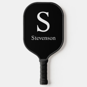 Black White Monogram Personalized Pickleball Paddle