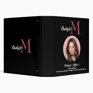 black white Monogram photo Hairstyle Lookbook Binder