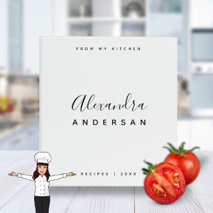 Black White Monogram Recipe Keeper Binder