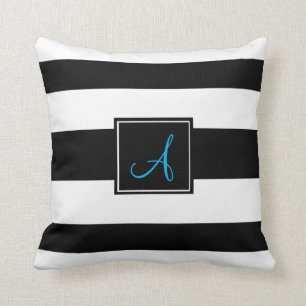 Black & White Monogram Stripped Pillow