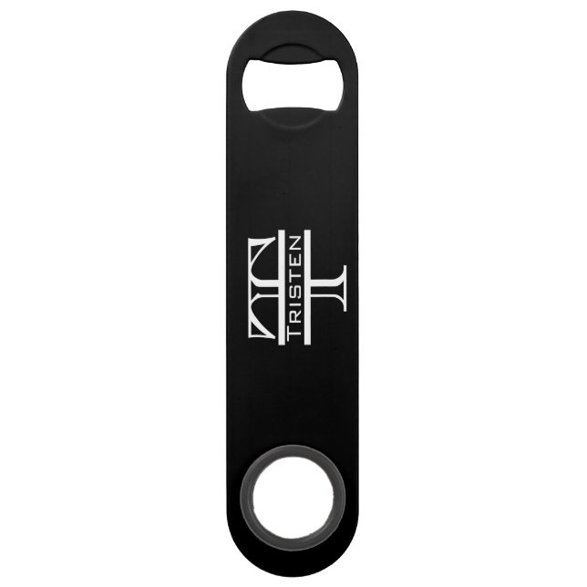 Black White Monogram Stylish Classic Bar Key (Front)