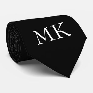 Black White Monogram  Tie