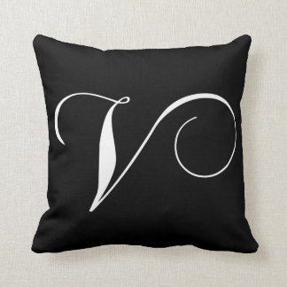 Black White Monogram V Pillow