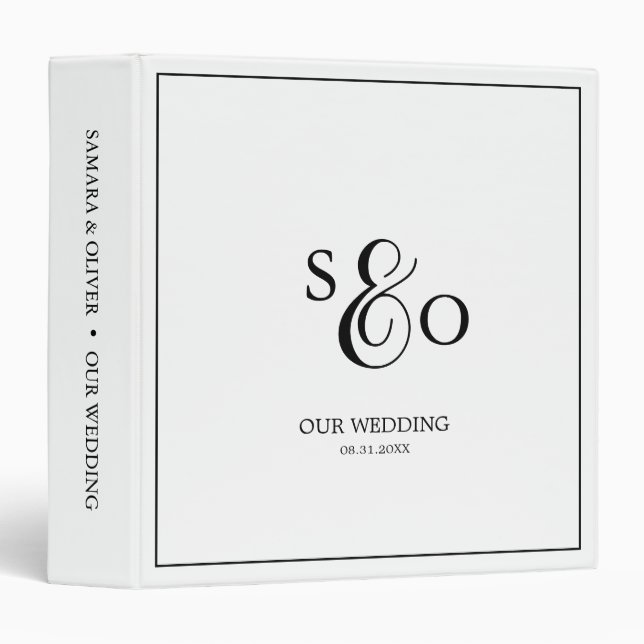 Black & White Monogram | Wedding Album Binder (Front/Spine)