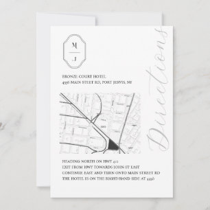 Black White Monogram Wedding Directions Enclosure