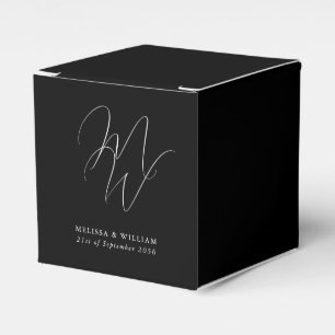 Black White Monogram Wedding Favor Box