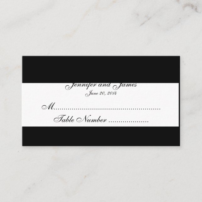 Black White Monogram Wedding Place Cards (Front)