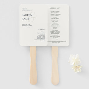 Black & White Monogram Welcome Wedding Program Hand Fan