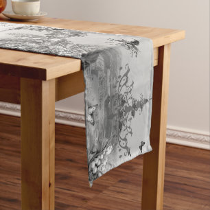 Black & White Monogrammed Marie Antoinette  Short Table Runner