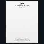 Black White Monogrammed Simple Template Elegant Letterhead<br><div class="desc">Black White Monogrammed Simple Template Elegant Modern Letterhead.</div>