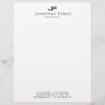 Black White Monogrammed Simple Template Elegant Letterhead<br><div class="desc">Black White Monogrammed Simple Template Elegant Modern Letterhead.</div>