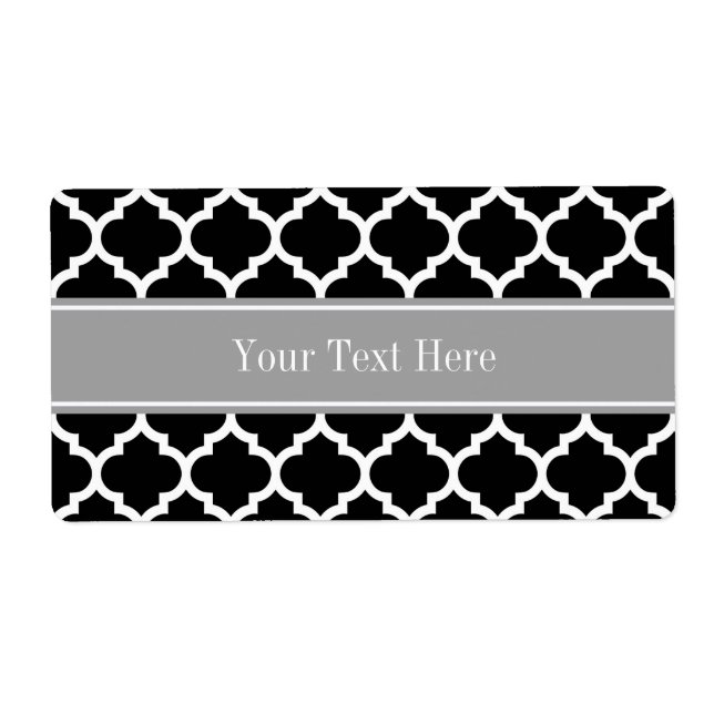 Black White Moroccan #5 Dark Grey Name Monogram (Front)