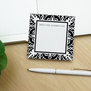 Black & White Moroccan Border Personalized Post-it Notes