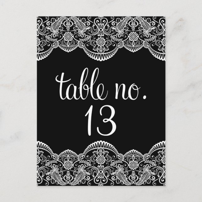 Black & White Moroccan Lace Table Number Postcard (Front)