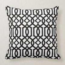 Black White Moroccan Trellis Decor Pillow