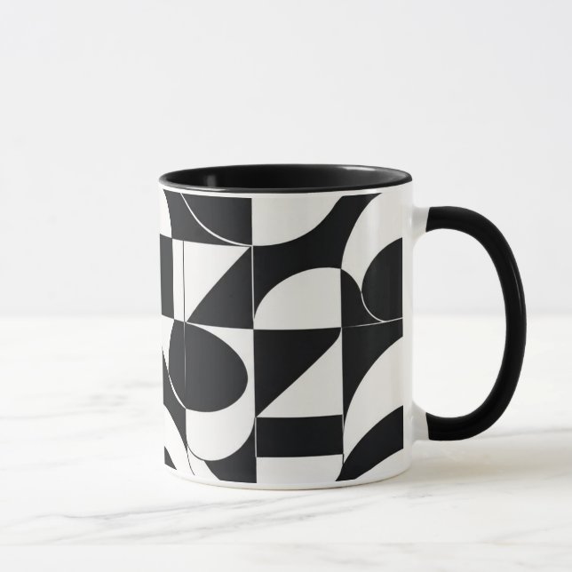 Black & White Mosaic Abstract Geometric Pattern 66 Mug (Right)