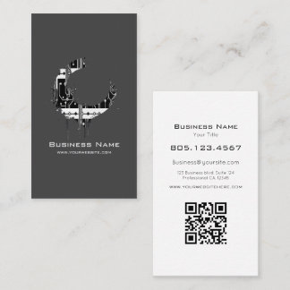 Black & White Motherboard Swirl • Custom Editable Business Card