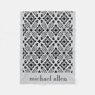 Black & White Motif Design Personalized Baby Fleece Blanket