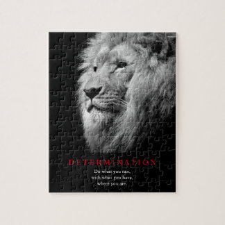 Black & White Motivational Determination Lion Art Jigsaw Puzzle