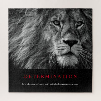 Black & White Motivational Determination Lion Art Jigsaw Puzzle